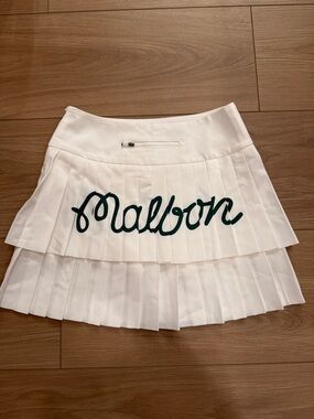 NEW Malbon Green Mini Golf Skort Sz S Ruffle Hem Logo Back Athletic Size Small
